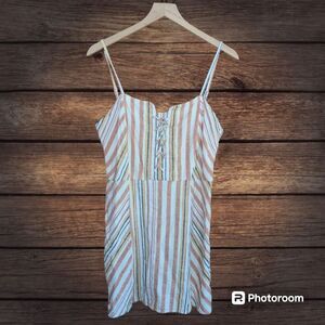 Aeropostale Striped Sweetheart Lace-Up Dress Size L
